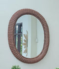 Wicker Mirror, Teawash Brown XL Oval 30" x 39" - color: Tea Wash
