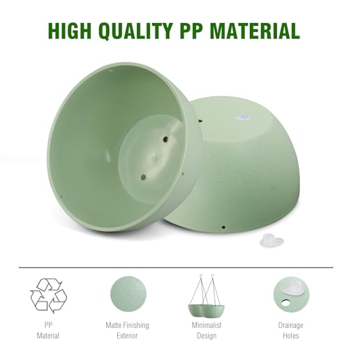 WSMKSZ 10 inch Hanging Planters for Outdoor Indoor Plants with Drainage Holes and Chain, 2 Pack Round Hanging Flower Pots for Garden Home Porch Decor,Green - color: Green, size: 10inch 2pcs