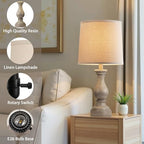Seealle Farmhouse Table Lamps Set of 2 - Rustic Lamp for Bedroom Living Room, 22" Boho Bedside Lamps for Night Stands End Table Office Desk Lamp Nightstand with Linen Shades(Wood Painted) - color: F. Wood Painted