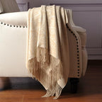 CUDDLE DREAMS Premium Cashmere Throw Blanket with Fringe, Luxuriously Soft (Paisley Beige) - color: Paisley Beige