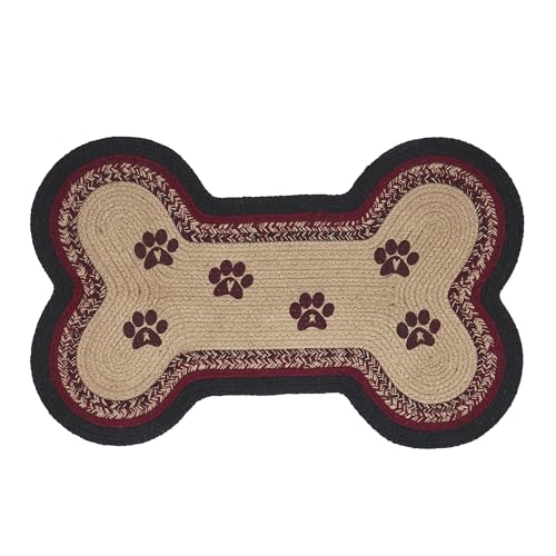 VHC Brands Braided Cotton Rug Medium, Cotton Area Rug, Accent Rug, Floor Decor, Connell Collection, Bone Shape 15x23, Burgundy - size: 15x23