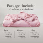 Oli Anderson Tufted Duvet Cover King Size, Soft and Lightweight Duvet Covers Set for All Seasons, 3 Pieces Boho Embroidery Shabby Chic Bedding Set (Pink, King, 104" x 90") - color: Pink, size: King(104"×90")