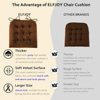 ELFJOY 4 Pack Chair Cushions for Dining Chairs Chair Pads Cushion for Kitchen Office Tufted Square Seat Cushion with Ties (U Shape Coffee) - color: U Shape Coffee
