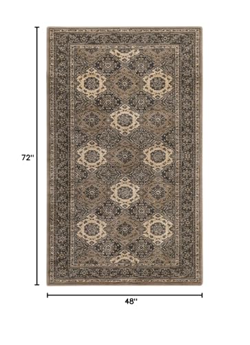 Memoryfield Vintage Rug 4x6 Traditional Floral Rug Oriental Rug Retro Medallion Area Rug for Living Room Non Slip Low Pile Bedroom Rug Aesthetic Rug Farmhouse Carpet for Dining Room Home Office Brown - color: Brown, size: 4' x 6' (Rectangular)