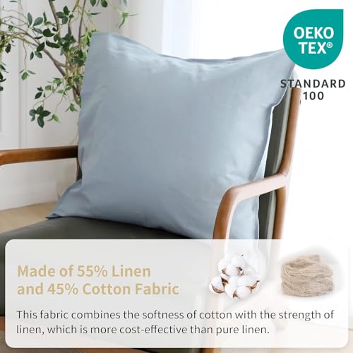 Simple&Opulence Linen Euro Shams Basic Style Solid Color 24x24 Inch Pack of 2 Flax Cotton Blend Decor Throw Pillow Covers Soft Breathable Farmhouse Pillow Shams - Dusty Blue - color: Dusty Blue, size: 24"×24"