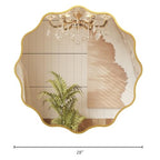 Kelly Miller 28 Inch Gold Round Wavy Mirror, Large Scalloped Edge Decorative Wall Mirror for Bathroom Bedroom Living Room Entryway Vanity Fireplace - size: 28"L x 28"W