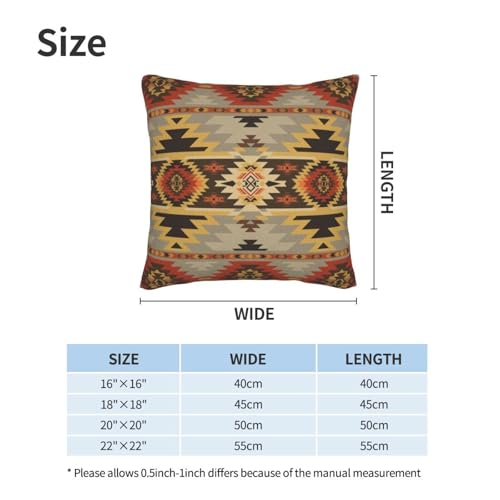 Aztec Geometric Native Throw Pillow Covers 18 X 18 Inch Set of 2 Pillow Cases Decoration Cushion Cover for Sofa Bedroom Living Room Outdoor - color: Aztec Geometric Native