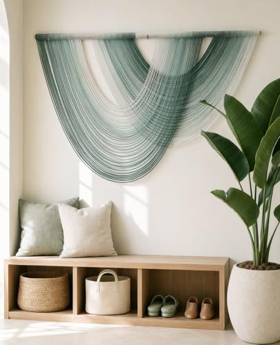 Tempospark Large Macrame Wall Hanging, 59x39 Inch Boho Wall Hanging, Macrame Wall Art Hand-dyed Ombre Design for Bedroom Living Room Apartments Entryways, or Above Bed - color: Sage Green