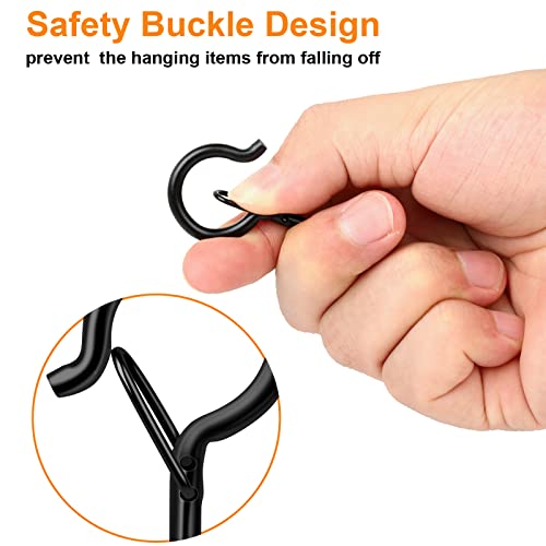 FSAH 96 PCS Q-Hanger Hooks, Screw Hooks for Outdoor String Lights, Safety Buckle Design Cup Eye Hook for Hanging Christmas Lights, Plants, Mounted on Wall Ceiling, Include 1 Wing Nut Driver, Black - color: Black, size: 96 Pcs