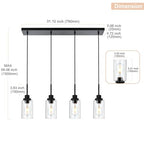 Black Pendant Light Fixtures with Clear Glass, 4-Lights Adjustable Height Hanging Ceiling Lights, Kitchen Island Lighting for Living Room Office Bar Farmhouse - color: Black, size: 4-Light