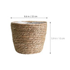 Healeved Hand Woven Planter Basket with Liner Rustic Straw Flower Pot for Indoor Outdoor Plants Balcony Living Room Decor 7.8X9.75X7.8 Inches