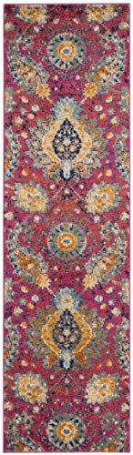 SAFAVIEH Madison Collection Runner Rug - 2'3" x 8', Fuchsia & Gold, Boho Chic Glam Paisley Design, Non-Shedding & Easy Care, Ideal for High Traffic Areas in Living Room, Bedroom (MAD600A) - color: Fuchsia/Gold, size: 2'3" x 8' (Runner)