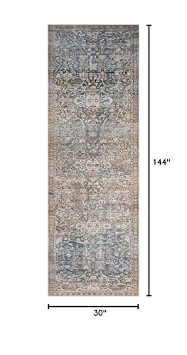Loloi Chris Loves Julia Jules Collection JUL-06 Denim/Spice 2'-6'' x 12'-0'', .13" Pile Height, Runner Rug - color: Denim / Spice, size: 2'6" x 12' (Rectangular)