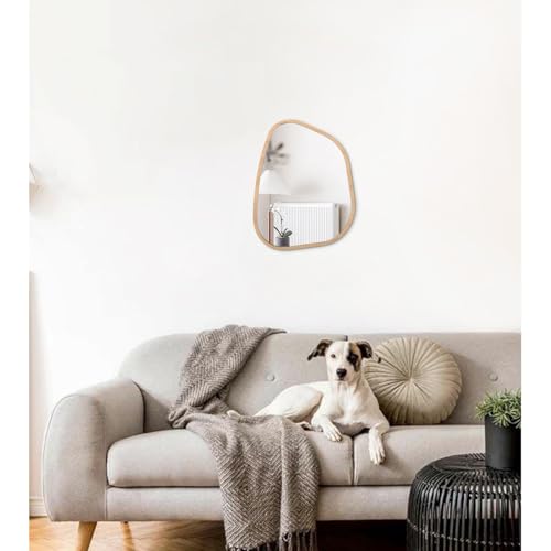Asymmetrical Irregular Mirror Wall Mounted, Unique Vanity Mirror, Shaped Dressing Boho Mirror Decorative for Living Room, Bathroom, Bedroom, Entryway Wall Decor 14'' x 10'' - color: Natural, size: 14"L x 10"W
