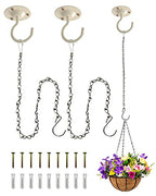 NACETURE Ceiling Hooks for Hanging Plants 3 Pack - Plant Hanger Indoor Hanging Hooks Metal Plant Bracket Iron Lanterns Hangers for Wind Chimes (White 3 Pack + Chain) - color: White 3 Pack + Chain