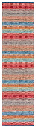 SAFAVIEH Montauk Collection Runner Rug - 2'3" x 9', Blue & Grey, Handmade Flat Weave Boho Stripe Cotton, Ideal for High Traffic Areas in Living Room, Bedroom (MTK851F) - color: Blue/Grey, size: 2'3" x 9' (Runner)