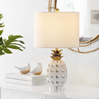 SAFAVIEH Lighting Collection Sonny Pineapple White 24-inch Bedroom Living Room Home Office Desk Nightstand Table Lamp (LED Bulb Included)