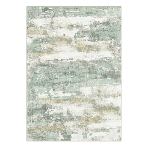 BEIMO Area Rugs 5x8 for Living Room Bedroom, Modern Abstract Machine Washable Large Light Green Rug Soft Rug, Low Pile Floor Carpet with Non Slip Backing for Dining Room - color: Light Green/Cream, size: 5' x 8' (Rectangular)