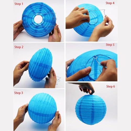 Blue Paper Lanterns Decorative,Hanging Chinese Lanterns Indoor Outdoor for Birthday, Wedding, Christmas, Bridal, Home Decor, Ceiling Decorations(Size of 4”, 6”, 8”, 10”,12Pcs) - color: Blue, size: 4、6、8、10inch