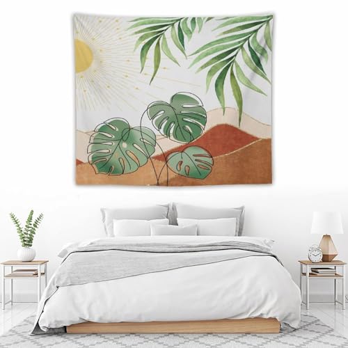 Boho Green Leaf Tapestry,Mid Century Abstract Leaves Tropical Palm Modern Minimalist Geometric Wall Hanging Neutral Home Decor Art for Living Room Bedroom Dorm 40"x30" - color: Boho Leaf-11, size: W40xL30in