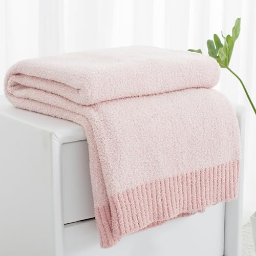 Carriediosa Heather Throw Blanket 60" X 80" Twin, 400GSM Ultra Soft Microfiber Fuzzy Fluffy Reversible Knitted Blankets Cozy Plush Lightweight and Warm Fall Throws for Couch, Bed, Sofa, Dusty Pink - color: Heather - Dusty Pink, size: 60" X 80"