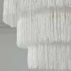 3-Tiered Boho Chandelier with Metal and White Fringe,3 Lights Fringe Pendant Light Fixture,Tassle Chandelier for entryway,Dining Room,Baby Nursery,Gold and White - color: 3-Tiered-White