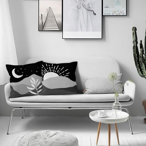 HIWX Boho Pillow Covers, Boho Sun Moon Mountains Decorative Pillowcase Throw Pillow Cover 18x18,Boho Throw Pillows,Boho Sun Desert for Sofa Bed Room Home Bedroom Decor Set of 2 Pillow Case（Black2） - color: Black2-boho-set of 2