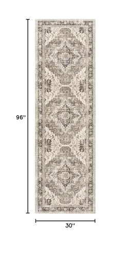 Roxstand Washable Runner Rug 2.6x8 Runners for Hallways, Ultra-Thin Carpet Runners for Entryway Anti Slip Backing Runner Rugs for Kitchen Laundry Room Indoor Hallway (Brown/Beige) - color: Brown/Beige, size: 2'6" x 8' (Runner)