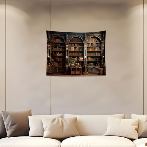 QGHOT Medieval Tapestry Vintage Bookshelf Tapestry Wall Hanging Library Backdrop Bookcase Books Room Wall Covering Victorian Wall Art for Bedroom Extra Large Living Room Decor 39.4" x 31.5" - color: G, size: 31.5"L x 39.4"W