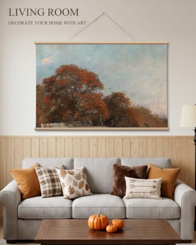 VIYYIEA Extra Large Vintage Fall Landscape Wall Art 36x54, Rustic Autumn Countryside Canvas Wall Decor, Cottagecore Farmhouse Artwork for Living Room Bedroom Entryway Fireplace - color: Autumn Glow