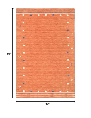 SAFAVIEH Himalaya Collection Area Rug - 5' x 8', Rust, Handmade Boho Tribal Wool, Ideal for High Traffic Areas in Living Room, Bedroom (HIM563P) - color: Rust, size: 5' x 8' (Rectangular)