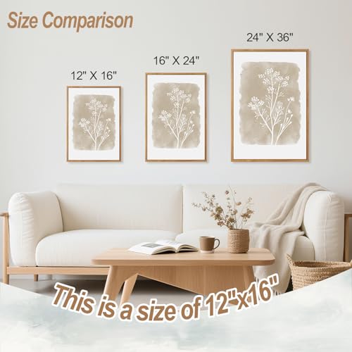 CHDITB Vintage Floral Framed Canvas Wall Art Set Of 3, Minimalist Wall Decor, Nature Inspired Wildflower Wall Painting, Neutral Botanical Flower Art Prints For Dining Room Bedroom Decor(12X16 Inch) - color: Floral wall art 2