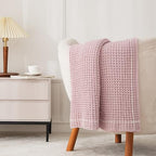 WESHIONGOO Pink Throw Blanket for Couch Soft Knit Throw Blanket with Chenille Yarn Non-Shedding, Chenille Blanket for Living Room Bed Sofa (50"*60") - color: Pink