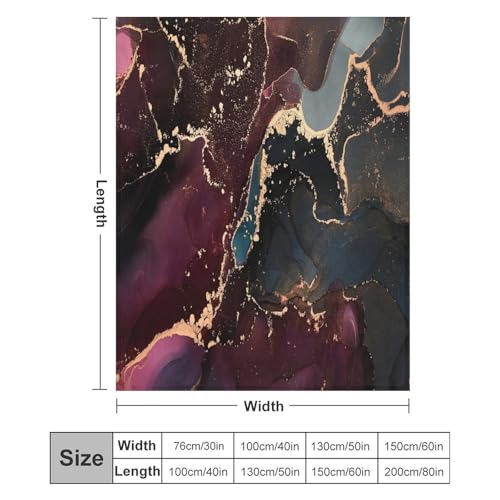 Modern Marble Blanket, Abstract Luxury Baroque Golden Purple Blue Stone Veins Pattern Soft Warm Cozy Plush Flannel Covers for Livingroom Bedroom Couch Chair Camping Travel Home Decor Tapestry 30x40in - color: Abstract-2, size: 30W" x 40L"