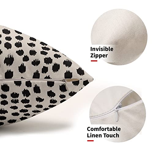 Polka Dot Throw Pillow Covers 12x20 Set of 2 Black Cream Throw Pillows Boho Design Brush Strokes Decorative Outdoor Pillowcase Square Cushion Cover Linen Pillow Case for Home Sofa Couch Bed - color: Black Dots, size: 20" x 12" (Pack of 2)