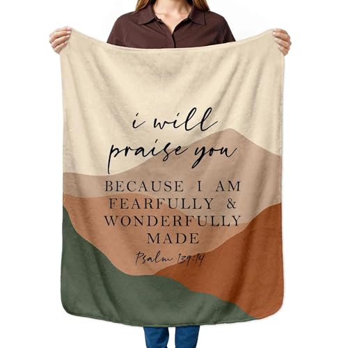 HIWX Christian Blanket, Religious Christian Gifts for Women, Faith Based Gifts, Psalm 139:14 Bible Verse Boho Throw Blanket for Couch Bed Sofa Living Room Bedroom Decor, 30x40 Inches - color: Mountain, size: 30“L x 40”W