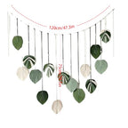 M MANUAL Macrame Leaves Wall Hanging 47.3x29.5Inch Large Chic Feather Boho Macrame Wall Decor Leaf Hanging Photo Display Handmade Woven Wall Art 16pcs Leaf Tapestry - Green - size: Green - 47.3*29.5in