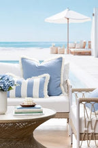 Hofdeco Premium Coastal Hampton Outdoor Performance Throw Pillow Cover Only, 22"x22" Water Repellent, UV and Fade Resistant for Backyard, Couch, Poolside, Azure Blue Woven Solid - color: Azure Blue Solid 22"x22"