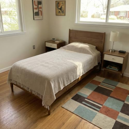 Bed Blanket, Lightweight, Cotton-Rich Blend, 100% Recycled Cotton, Twin Size (57 x 79 Inch), Textured Woven Bedding, Easycare, Breathable Layering, Summer Coverlet, Dove Beige - color: Dove Beige, size: Twin