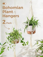 Bamworld Macrame Plant Hanger Indoor Hanging Planter for Plants Hanging Plant Basket Macrame Wall Hanging Planters Boho Decor Home Room Decor Aesthetic 36 Inches Ivory, Set of 2