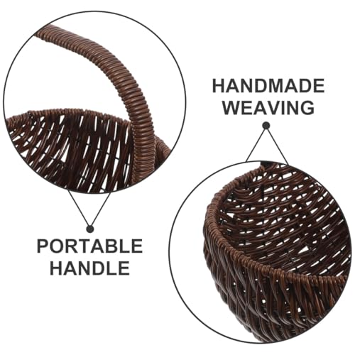 Healifty Rattan Flower Basket with Handle 9.84X9.64X7.48In Vintage Handwoven Small Wicker Basket for Picnic Hamper Fruit Storage Kitchen Organizer and Wall Hanging Decor