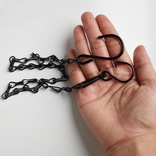 Chain for Hanging Plants,21 Inch Black Hanging Chain, Small Hanging Basket Chain Kits with Hooks for Bird Feeder Hanging Basket Extender Porch Wind Chime (Black, 21 Inch-6PCS) - color: Black, size: 21 Inch-6PCS