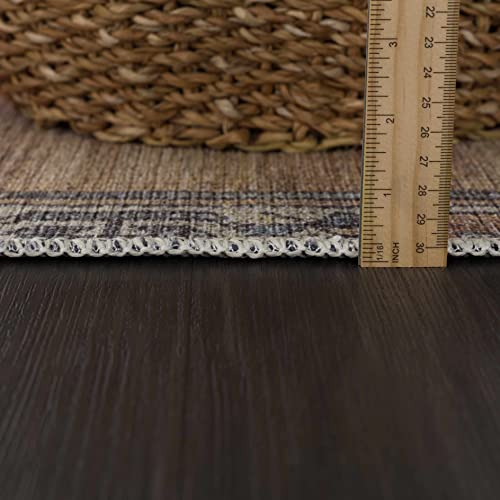 Hauteloom Gresham Boho Vintage Area Rug - Traditional Damask Floral Carpet for Living Room, Bedroom - Machine Washable - Dark Red, Camel, Dark Brown - 6'7" x 9' (6x9) - color: Brown, Camel, Dark Brown / Medinah, size: 6'7" x 9' (Rectangular)