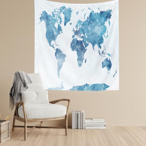 CAPSCEOLL Maps Tapestry, Map Tapestry Wall Hanging World Map Tapestry Blue Map Tapestry Kids Map Hanging Wall Art World Tapestry Blue College Dorm Room Decorations Christmas 50X60 Inches,Blue White - color: Blue White, size: 50"L x 60"W