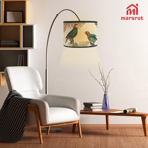 Retro Lamp Shade, E27 11.8"x7.9" Vintage Printed Art Deco Chandelier Cover Lampholder, Unique Drum Spider Japanese Tropical Funky Decorative Bamboo Lampshade for Hanging Table Floor Light (Bird B) - color: Bird B