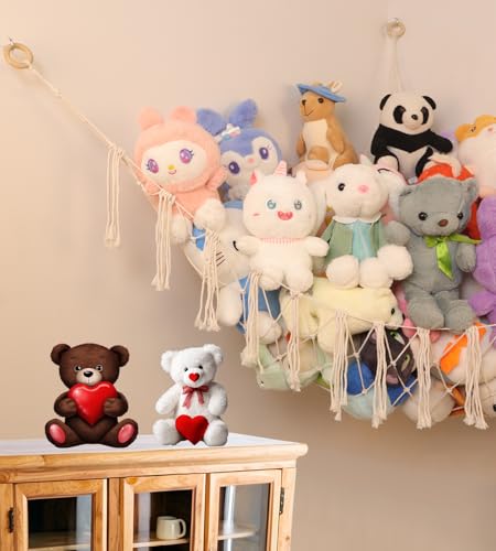 Stuffed Animal Storage Hammock or Net, Large Toy Hammock Net, Macrame Handmade Corner Hanging Plushie Net, Cute Boho Toy Organizer for Nursery, Playroom, Bedroom and Kids Room Decoration - style: C