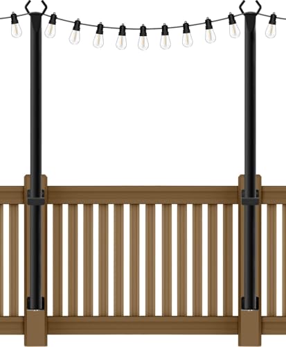 SINLEY 2 Pack 5Ft String Light Poles,Light Poles for Outside String Lights,Outdoor Light Poles with Fork,Metal Pole Stand for Patio,Backyard,Deck - style: 2 Pack 5Ft