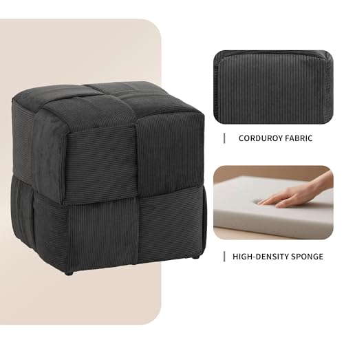 Pouf Ottoman Foot Rest Soft and Comfortable Square Ottoman Square Corduroy Woven Design Sofa Stool (Gray, 1) - color: Grey
