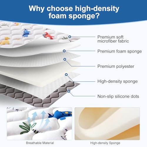 Odorless Premium Foam Baby Play Mat 79" x 59", Soft Microfiber Fabric Crawling Mat for Floor- Comfortable and Hypoallergenic, Non-Slip Cushioned Floor Playpen mat for Infants,Babies,Toddlers - color: A- Fun Dinosaur, size: 79" X 59"