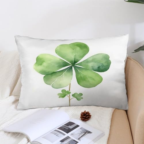 Watercolor Green Lucky Clover Cushion Covers 12 "x20 Irish Style Lumbar Pillow Covers Outdoor Pillowcase Double-Sided Printed Pillow Cover Decorative Pillows for Bed for Sofa Home Decor - color: Pattern-1, size: 20" x 12" (Pack of 1)
